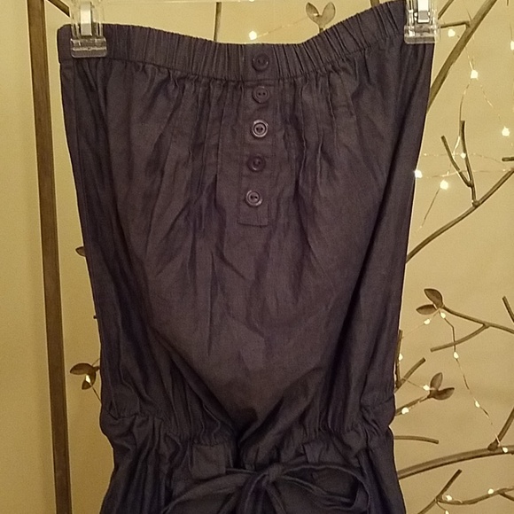 Blue Strapless Shorts Romper - Picture 4 of 5